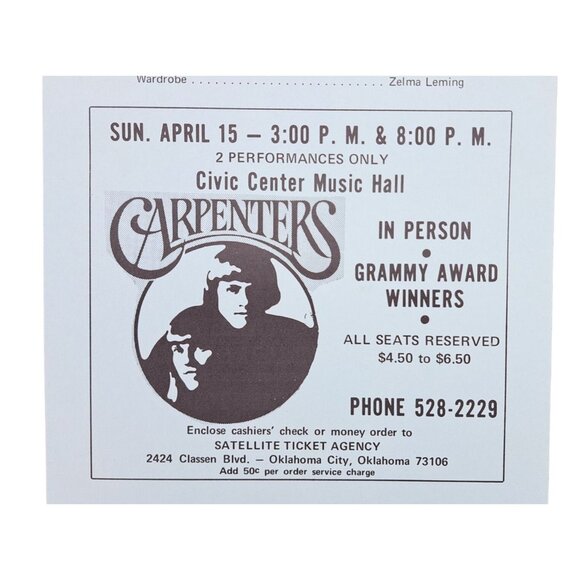 Vintage Godspell Musical Program Ticket 1970s Carpenters Concert Advertisement - Picture 5 of 16